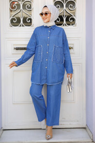 Dark Blue Modest Dual Denim Suit 19115KM - 1