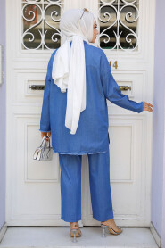 Dark Blue Modest Dual Denim Suit 19115KM - 3