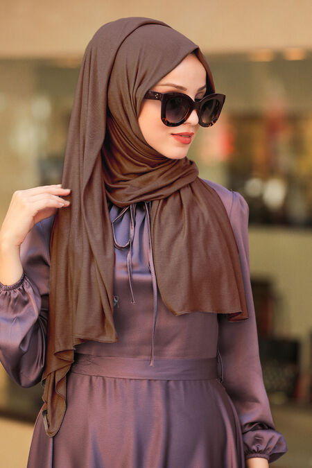 Dark Brown Hijab Shawl 7528KKH - NEVA STYLE