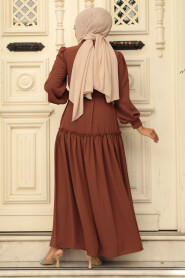 Dark Brown Modest Dress For Women 12502KKH - 4