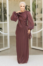 Dark Brown Modest Gown 47261KKH - 2