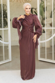 Dark Brown Modest Gown 47261KKH - 3