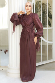 Dark Brown Modest Gown 47261KKH - 4