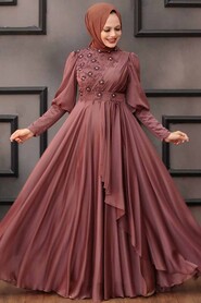  Modern Dark Cooper Islamic Bridesmaid Dress 21930KBKR - 2