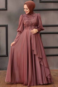  Modern Dark Cooper Islamic Bridesmaid Dress 21930KBKR - 3