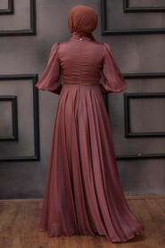 Modern Dark Cooper Islamic Bridesmaid Dress 21930KBKR - 4