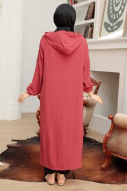 Dark Coral Hijab Coat 6298KMR - 2