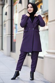 Dark Dusty Rose Hijab Dual Suit Dress 1339KGK - 1