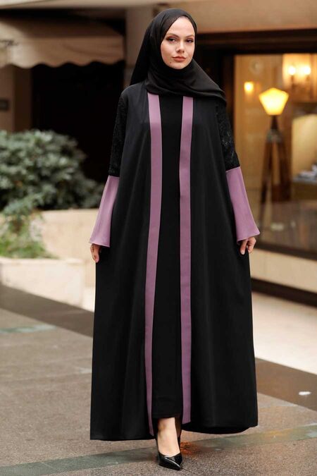 Dark Dusty Rose Hijab Abaya 55510KGK - NEVA STYLE