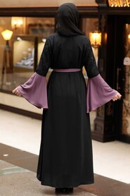 Dark Dusty Rose Hijab Abaya 55510KGK - 4