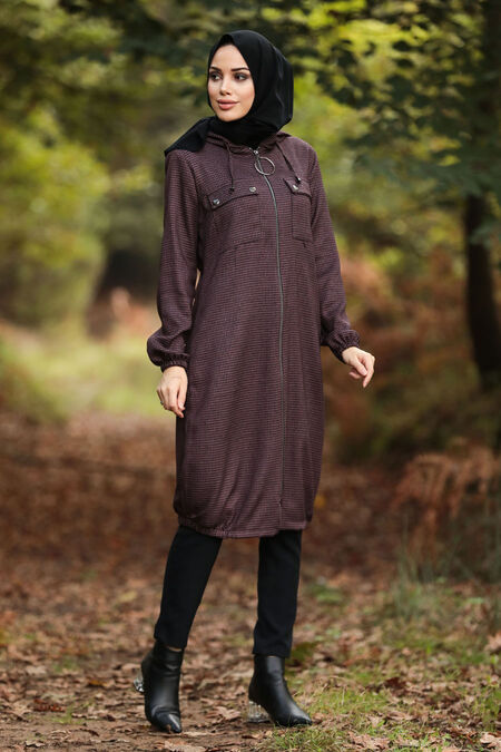 Dark Dusty Rose Hijab Coat 503KGK - NEVA STYLE
