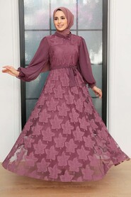 Dark Dusty Rose Hijab Dress 1063KGK - 2