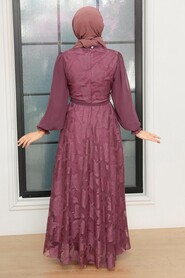 Dark Dusty Rose Hijab Dress 1063KGK - 4