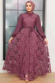 Dark Dusty Rose Hijab Dress 1063KGK - 1