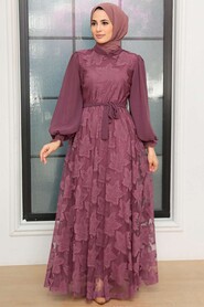 Dark Dusty Rose Hijab Dress 1063KGK - 3