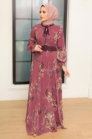 Dark Dusty Rose Hijab Dress 1198KGK - 1