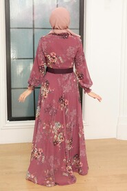 Dark Dusty Rose Hijab Dress 1198KGK - 2