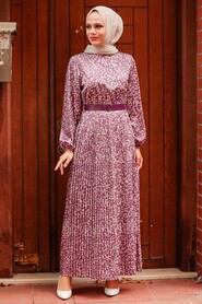 Dark Dusty Rose Hijab Dress 2283KGK - 1