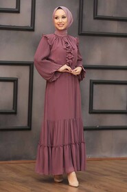 Dark Dusty Rose Hijab Dress 2409KGK - 1