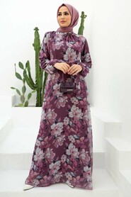 Dark Dusty Rose Hijab Dress 279015KGK - 1