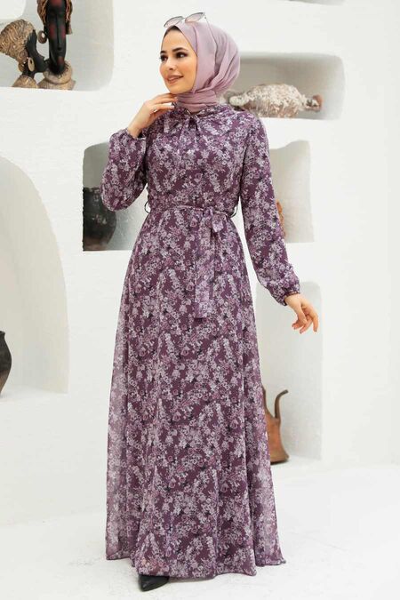 Dark Dusty Rose Hijab Dress 279040KGK - NEVA STYLE