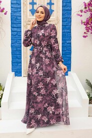 Dark Dusty Rose Hijab Dress 279068KGK - 1