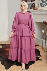Dark Dusty Rose Hijab Dress 30301KGK - 3
