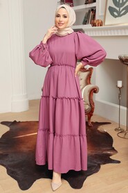 Dark Dusty Rose Hijab Dress 30301KGK - 1