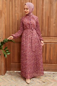 Dark Dusty Rose Hijab Dress 3297KGK - 1