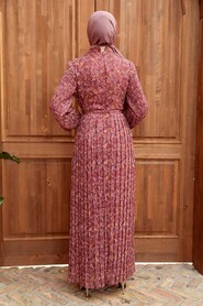 Dark Dusty Rose Hijab Dress 3297KGK - 2