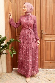 Dark Dusty Rose Hijab Dress 32990KGK - 1