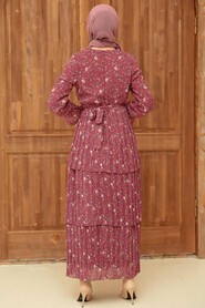 Dark Dusty Rose Hijab Dress 3360KGK - 2