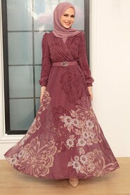 Dark Dusty Rose Hijab Dress 3463KGK - 1