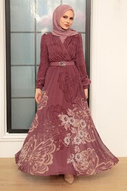 Dark Dusty Rose Hijab Dress 3463KGK - 3