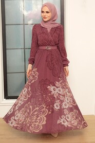 Dark Dusty Rose Hijab Dress 3463KGK - 2