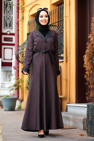 Dark Dusty Rose Hijab Dress 4333KGK - 1