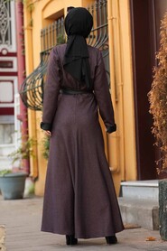 Dark Dusty Rose Hijab Dress 4333KGK - 2