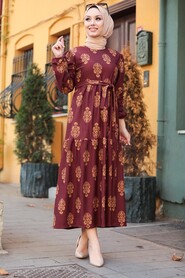 Dark Dusty Rose Hijab Dress 5198KGK - 1