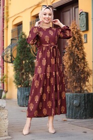 Dark Dusty Rose Hijab Dress 5198KGK - 2