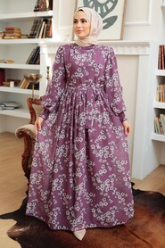 Dark Dusty Rose Hijab Dress 56830KGK - 1