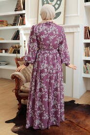 Dark Dusty Rose Hijab Dress 56830KGK - 2