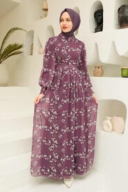 Dark Dusty Rose Hijab Dress 5683KGK - 2