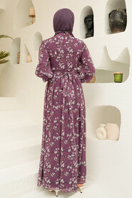 Dark Dusty Rose Hijab Dress 5683KGK - 3