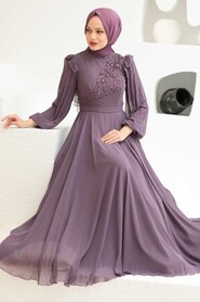 Long Sleeve Dark Dusty Rose Hijab Dress 22110KGK - 1