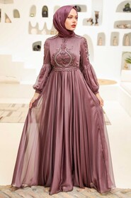  Elegant Dark Dusty Rose Muslim Fashion Evening Dress 2212KGK - 1