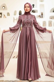  Elegant Dark Dusty Rose Muslim Fashion Evening Dress 2212KGK - 2