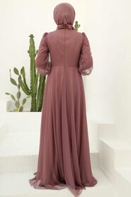 Stylish Dark Dusty Rose Islamic Clothing Evening Gown 22290KGK - 3