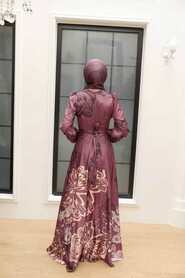  Luxury Dark Dusty Rose Islamic Bridesmaid Dress 3432KGK - Thumbnail