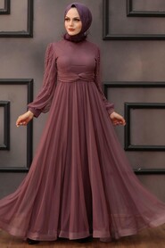  Stylish Dark Dusty Rose Islamic Engagement Dress 4305KGK - 1