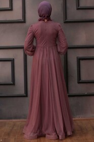  Stylish Dark Dusty Rose Islamic Engagement Dress 4305KGK - 2